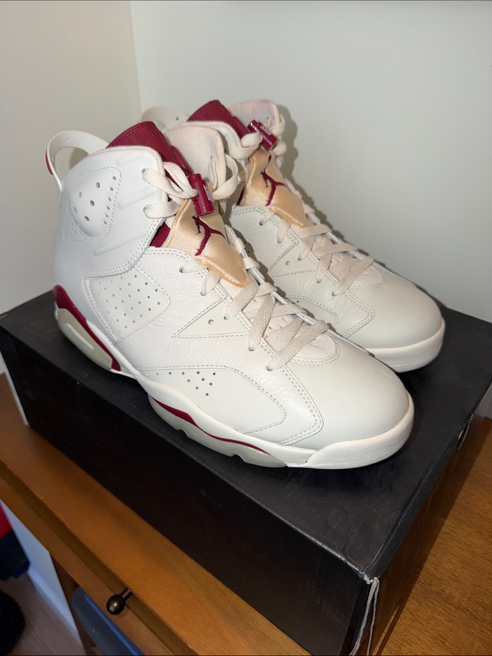 Air Jordan 6 Retro “Maroon” (2015) High-Top Sneakers in White and Maroon